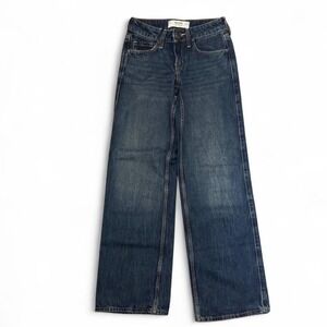 Hollister Low Rise Baggy Jeans Dark Wash Size 000R W/23 Preppy Grunge